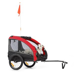 Klarfit Husky Race Fahrrad-Hundeanhänger,ca. 282 L Volumen,Material: 600D Oxford Canvas mit wasserdichter PVC-Beschichtung,SmartSpace Concept: faltbar,maximale Belastbarkeit: 40 kg - Rot