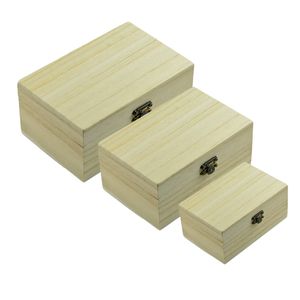 3 stücke Holzkiste Unfertige Holz Schmuck Aufbewahrungskoffer DIY Handwerk Gadgets Geschenk Holz Organizer Boxen