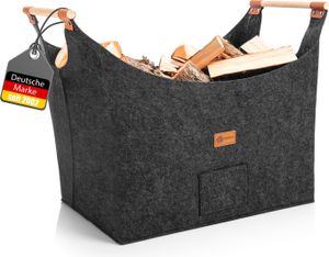 BigDean Holzkorb für Kaminholz belastbar bis 15kg – Brennholzkorb aus robustem Filz,Kaminholzkorb für Brennholz, Feuerholzkorb für Brennholz
