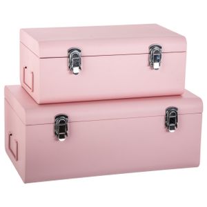 Krabička, krabice ,kontejner pro uchovávání, box, dekorativní krabice, box s rukojetí - 2 ks, růžová barva