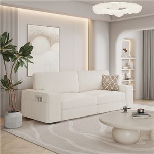 Yaheetech 3-Sitzer Sofa 212×81 cm Polstersofa aus Cordstoff mit Kissen und Rückenlehne & Armlehnen Elfenbein