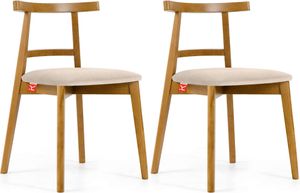 KONSIMO Esstischstühle 2 St "LILIO", Creme, Buchenholz, Vintage, 47x76,5x45cm