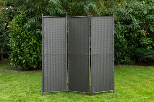 Merxx Paravent 183 x 183 cm - Stahlgestell mit Kunststoffgeflecht Grau