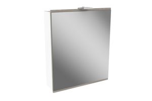 FACKELMANN LED Spiegelschrank LIMA / Badschrank mit Soft-Close-System / Maße (B x H x T): ca. 60 x 73 x 15,5 cm / Möbel fürs WC oder Badezimmer / Korpus: Weiß / Front: Braun/Spiegel