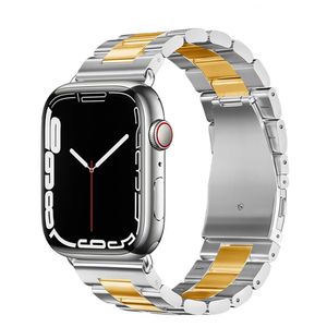 Strap-it Apple Watch 8 Stahlarmband (Silber/Gold) - Große: 41mm