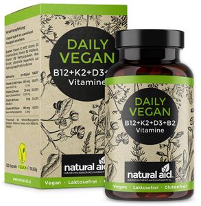 Daily Vegan - Vitamin B12+K2+D3+B2 Komplex - 120 Kapseln hochdosiert