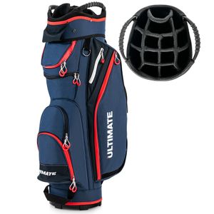 COSTWAY Golftasche Golfausrüstung, Golfschlägertasche mit 14-fach-Unterteilung in voller Länge,  8 Taschen, Regenhaube & Getränkekühltasche, leicht, Marine