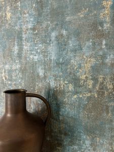 NEWROOM Tapete Blau Vliestapete Putz - Betonoptik Modern Braun Gold Beton Metallic Betonwand Industrial Putzoptik