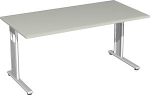 Geramöbel Schreibtisch höhenverstellbar, 1600x800x680-820, Lichtgrau/Silber, S-617103-LS