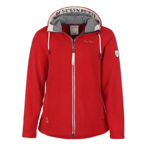 Dry Fashion Damen Fleecejacke Norden mit Kapuze - Windabweisende Jacke mit taillierten Schnitt in Rot Größe 48