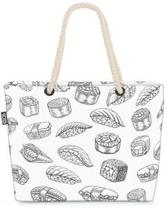 VOID Sushi Rolls Grafik Strandtasche Shopper 58x38x16cm 23L XXL Einkaufstasche Tasche Reisetasche Beach Bag