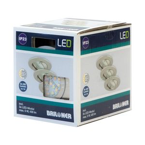 Briloner LED-Einbauleuchte 3er Set 15 W Neutral-Weiß 7260032 Nickel (matt)