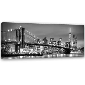 Feeby Wandbild auf Vlies New York Brooklyn Bridge Panorama 120x40 Leinwandbild Bilder Bild