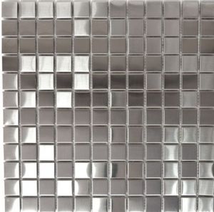 Mosaik Fliese Edelstahl silber silber Stahl gebürstet Fliesenspiegel Küche MOS129-23D
