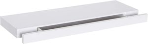 WOLTU Wandregal mit Schublade, Schweberegal, aus MDF, 80x5x25 cm, Weiß