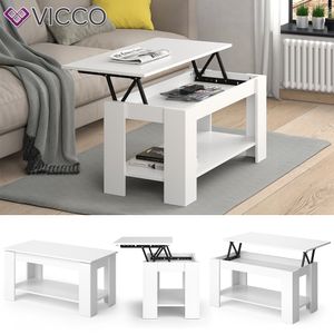 VICCO Couchtisch LORENZ höhenverstellbar Weiß Sofatisch Kaffetisch Wohnzimmer Tisch