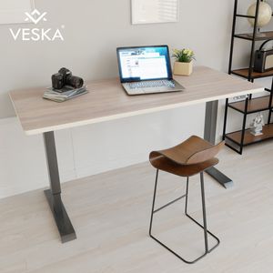 Höhenverstellbarer Schreibtisch (140 x 70 cm) - Sitz- & Stehpult - Bürotisch Elektrisch Höhenverstellbar mit Touchscreen & Stahlfüßen - Anthrazit/Eiche