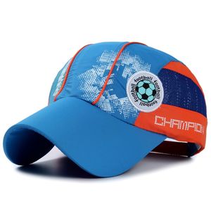 1 Stück Blau Sommer Kappen Fußball Snapback Baseball Cap Baseballmütze für Kinder Jungen Mädchen Atmungsaktiver