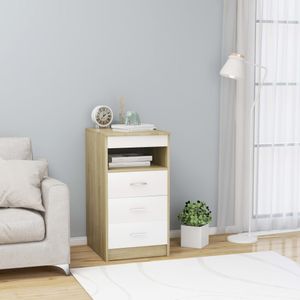 Sideboard Möbel,Schränke,Aufbewahrungsschränke,Schließfächer Schubladen Weiß Sonoma-Eiche 40×50×76cm Spanplatte