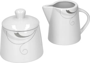 Portofino 2-częściowy zestaw cukiernica z pokrywką Ø95mm dzbanek na mleko 220ml porcelana marki Rankenedles