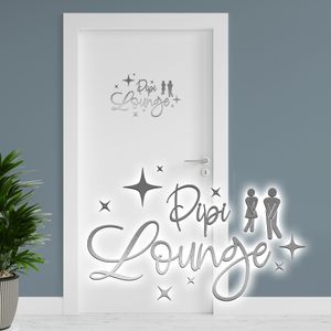 Badezimmer Aufkleber Pipi Lounge "Silber" WC Toilette Tür Witzig Gästeklo Y070