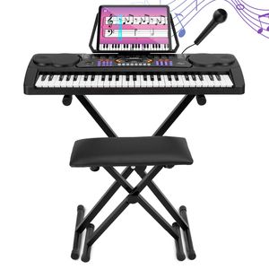 Áengus Keyboard 54 Tasten - Set mit Keyboard, Klavierhocker, Ständer und Mikrofon - A430