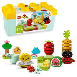 LEGO 10984 DUPLO My First Biogarten Bausteine-Box, Lernspielzeug für Kleinkinder ab 1,5 Jahren, mit Marienkäfer, Hummel, Obst & Gemüse, Stapelspielzeug für Babys