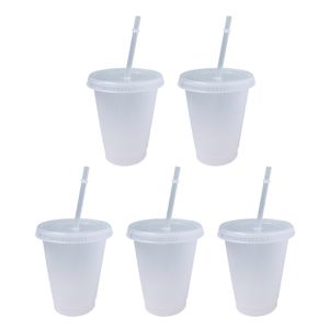 500 ml 500 ml/700 ml Wasserbecher Nahrungsmittelqualität Anti-Deform PP Water Straw Cup mit Deckel für Zuhause-S