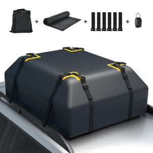 COSTWAY 400L střešní box na auto, vodotěsný střešní box se 6 háky na dveře, kombinovaným zámkem, protiskluzovou podložkou a taškou na přenášení, skládací střešní box na zavazadla pro osobní automobily, dodávky, SUV (černý, 400L)