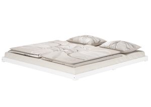 Weißes Niederflurbett 200x200 extra flach Holzbett Kiefer V-60.47W-20ohne Zubehör