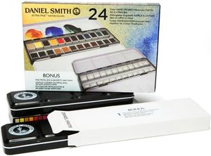 Daniel Smith Aquarell-Halbtopf-Set mit 24 Farben in Metalldose