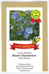 Blauer Staudenlein - Linum perenne - ausdauernd - Wildblume - Bienenweide - 1500 Samen