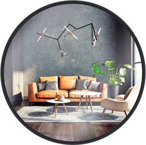 Gold&Chrome Wandspiegel, rund, mit Aluminiumrahmen | Mit Teflon beschichtet Spiegeloberfläche, beständig gegen Feuchtigkeit | Pulverbeschichteter Spiegelrahmen 2 cm tief, leichte Montage