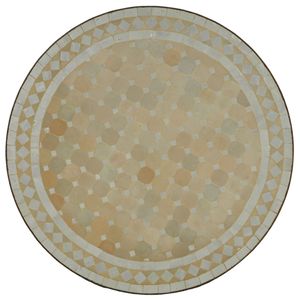 Casa Moro Marokkanischer Mosaiktisch Ø 80cm rund weiß Terrakotta mit Gestell H 73cm Kunsthandwerk aus Marrakesch Mediterraner Gartentisch Balkontisch Bistrotisch Esstisch | MT2096