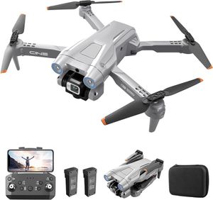 (Grau) RC Drohne mit 4K HD Dual Kamera 1080P RC Quadrocopter mit 2 Akkus für Einsteiger