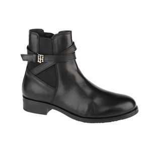 Tommy Hilfiger TH Hardware On Belt Flat Damen Chelsea-Boot in Schwarz, Größe 36