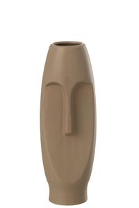 Vase Gesicht Terracotta Braun Medium