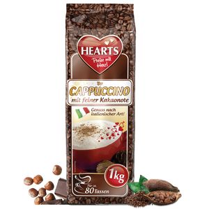 HEARTS Cappuccino s jemným nádychom kakaa 1 kg instantnej kávy v prášku