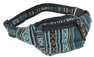 Ethno Sidebag & Gürteltasche, Hüfttasche - Modell 9, Unisex - Erwachsene, Blau, Baumwolle, 14*22 cm, Festival- Bauchtasche Hippie