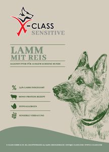 X-CLASS Sensitive Lamm mit Reis, Trockenfutter für ausgewachsene Hunde, 10kg