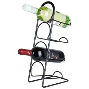 Vilde Weinregal Flaschenständer Weinhalter Flaschenregal Weinflaschenhalter aus Metall für 4 Flaschen, schwarz, 21x12x43 cm