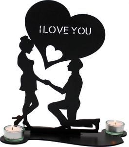 Dekofigur Teelichthalter i Love You Hochzeitsgeschenk Liebesgeschenk Buche #30