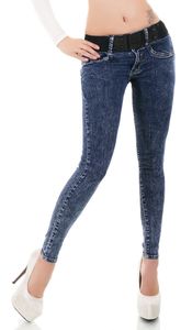 y Slim Fit Röhren-Jeans mit breitem Kontrast-Gürtel - acid blue Größe - 40