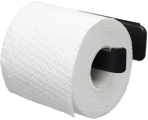 Tiger Tess Toilettenpapierhalter, Montage zum Kleben oder Schrauben, Kunststoff, Farbe Schwarz, 145x45x81 mm