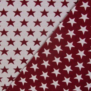 Dekostoff Jacquard Wendestoff Weihnachten Sterne weiß rot 1,4m