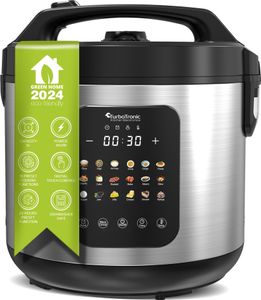 TurboTronic Multikocher DMC18 neues 2024 Modell 5L mit Schongarer 860W Elektrisch, Dampfgarer, Reiskocher, Slow Cooker & 18 Programme, Milchreis, Multivarka Silber