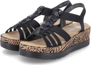 Rieker sandały damskie T-strap sandały czarny syntetyczny rozciągliwy Rozmiar: 36 Rieker sandały damskie T-strap sandały czarny syntetyczny rozciągliwy Rozmiar: 36