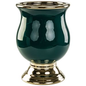 Keramik Vase Blumenschale H 21cm D 14,5 cm Flasche Grün Glamour Urne