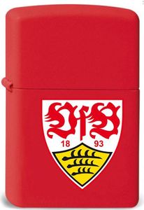 Zippo Feuerzeug VfB Stuttgart rot mit Wappen Benzin Original Feuerstein Fußball