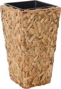 VIVANNO Pflanzkübel Wasserhyazinthe WILD Säule, Natur geflochten - 28x28x60 cm